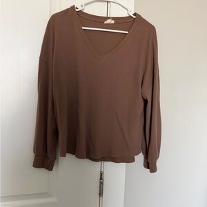 Brown waffle knit sweater